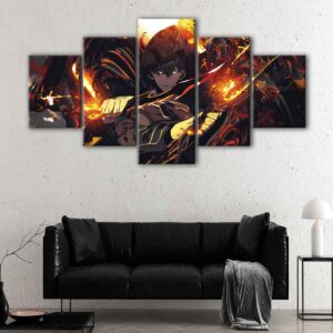 5 paneles sung jinwoo fury canvas art