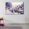 cobblestone christmas painting floating frame canvas