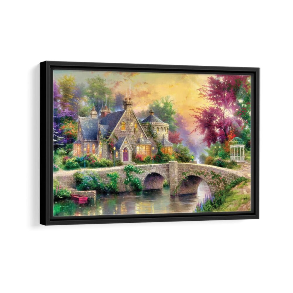 lamplight manor framed canvas black frame
