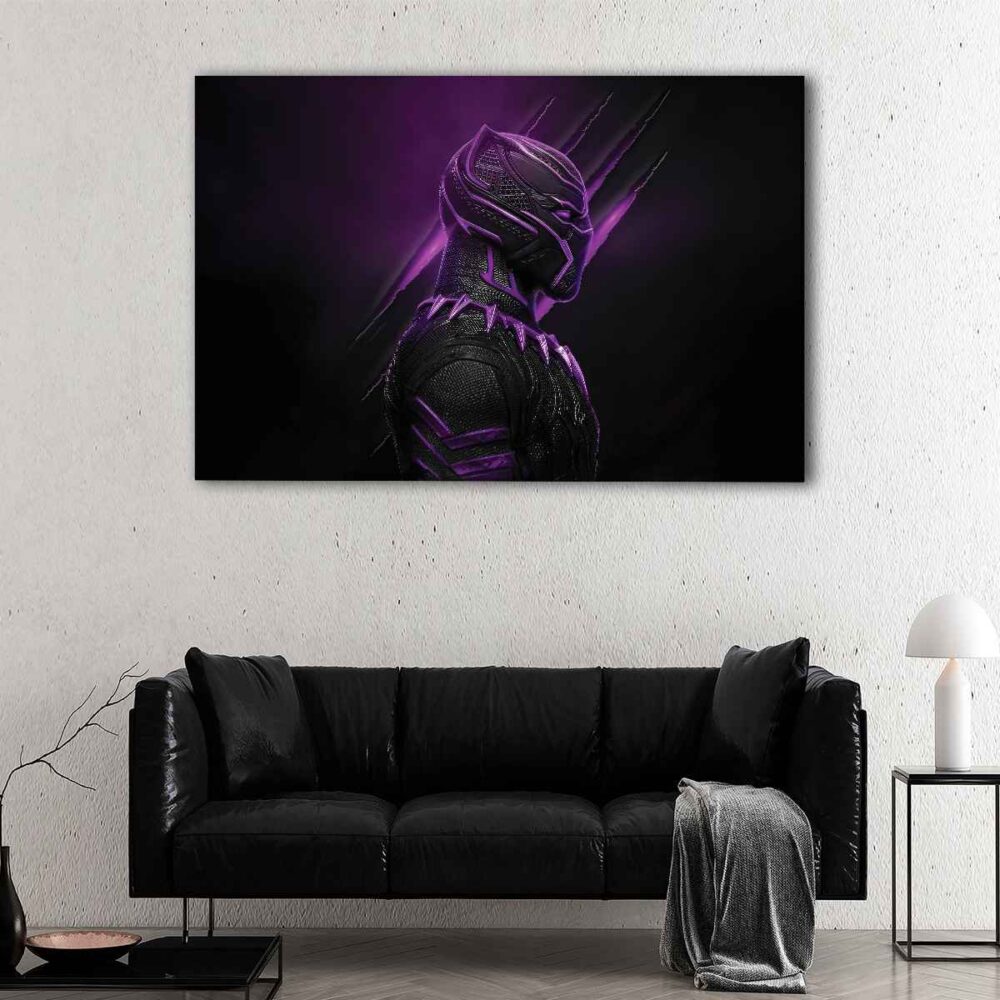 1 panel black panther on purple canvas art