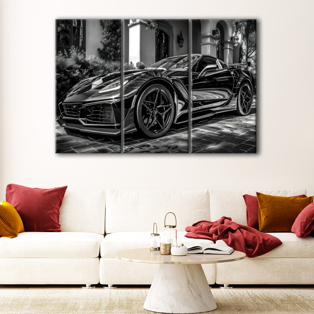 3 paneles chevrolet corvette arte en lienzo