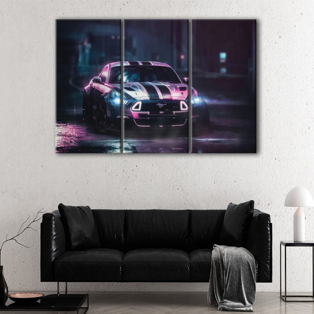 3 panels furious ford mustang canvas art