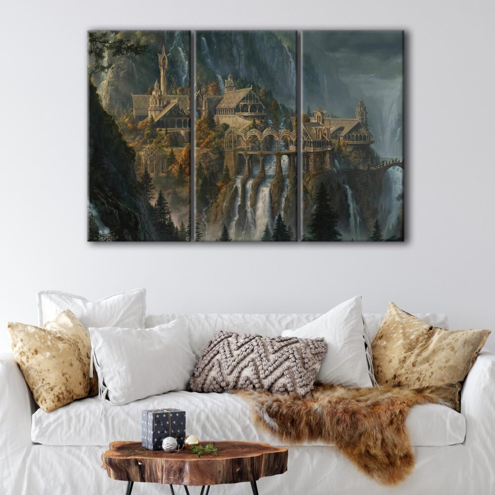 3 panels hobbit rivendell canvas art