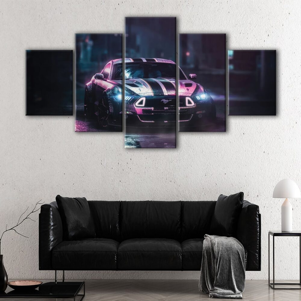 5 panels furious ford mustang canvas art