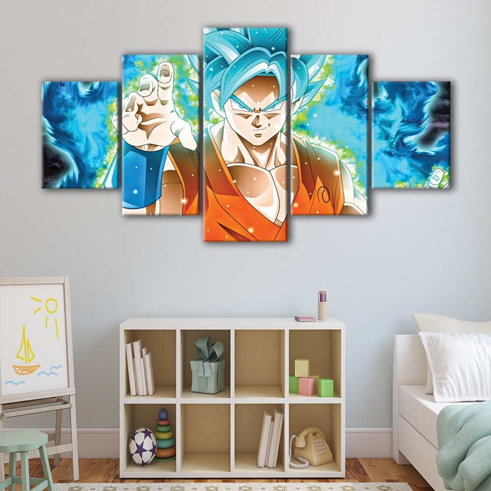 5 panels ssj blue goku canvas art