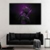 black panther on purple floating frame canvas