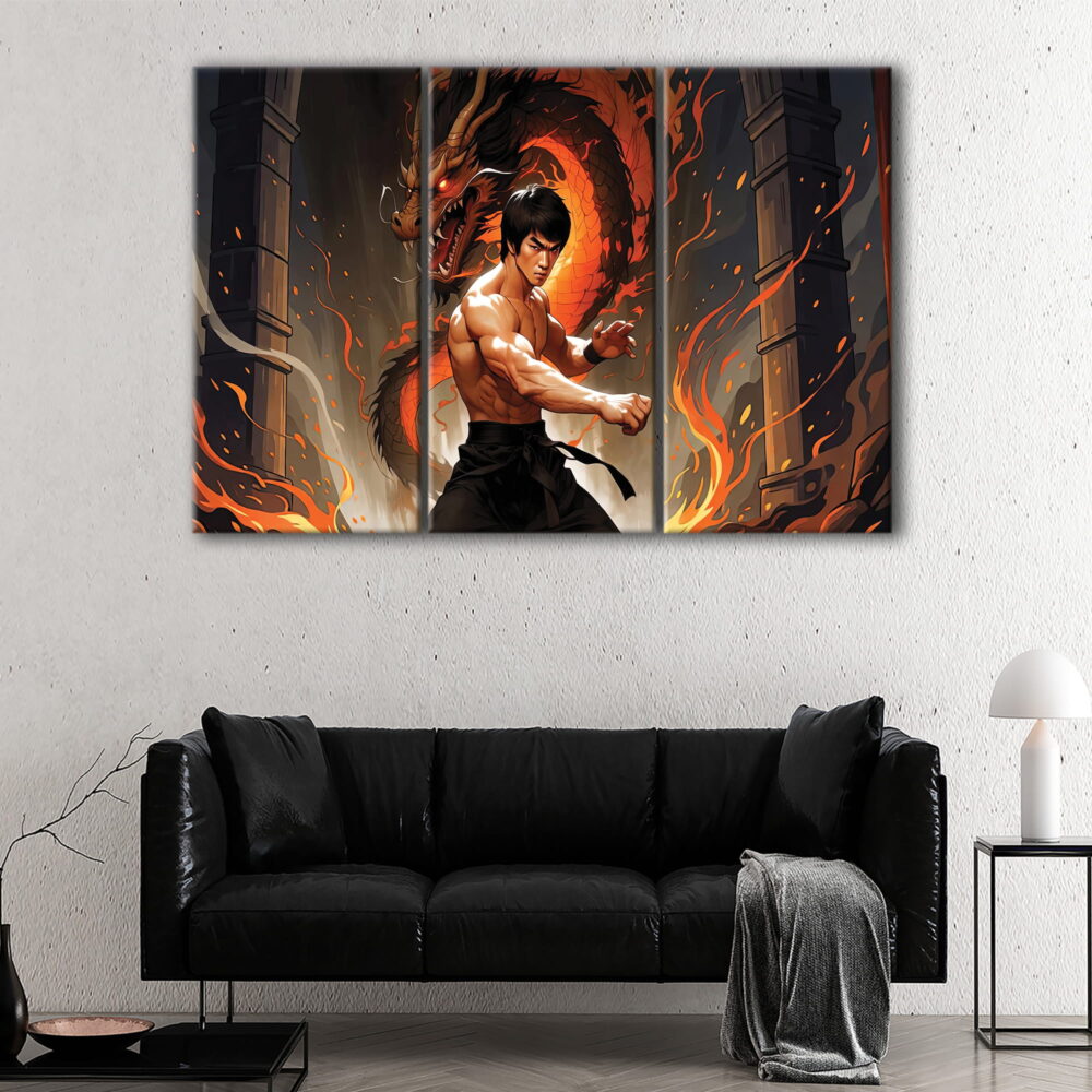 3 panels bruce lee canvas art
