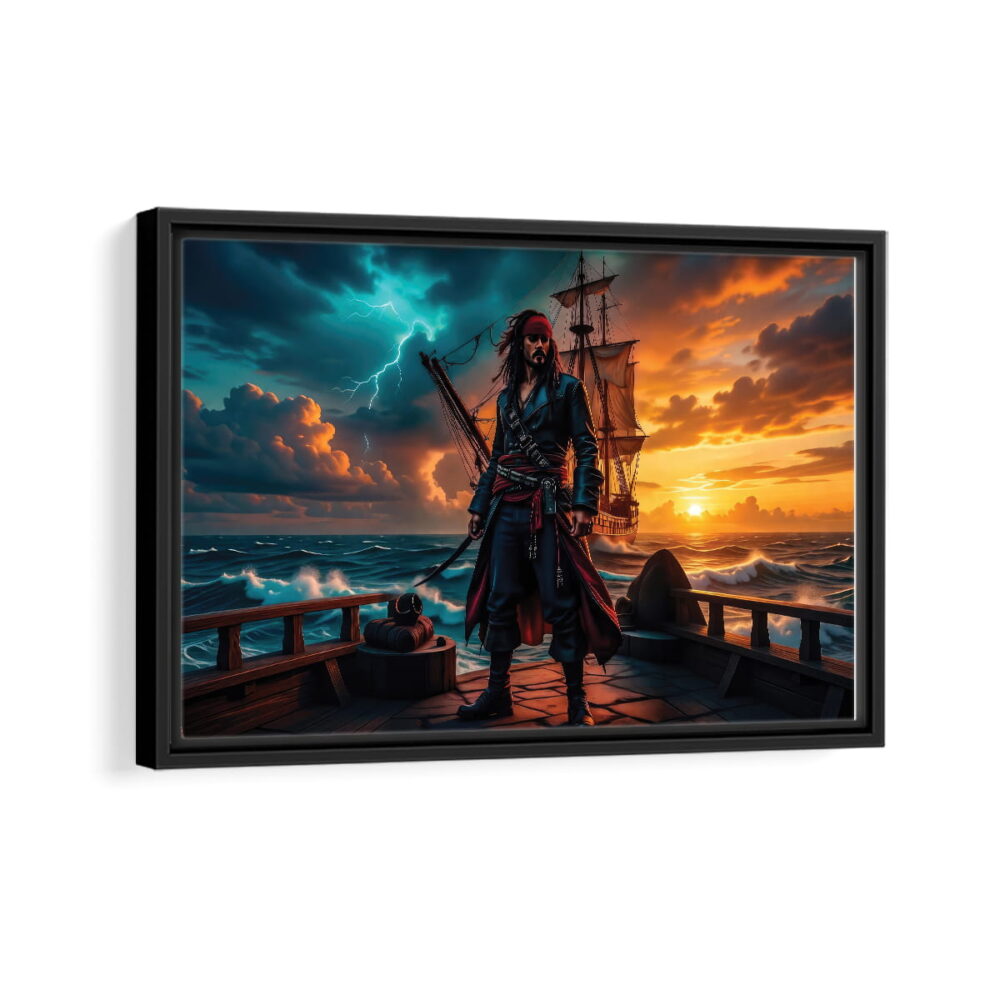 lienzo pirata lord jack sparrow enmarcado marco negro