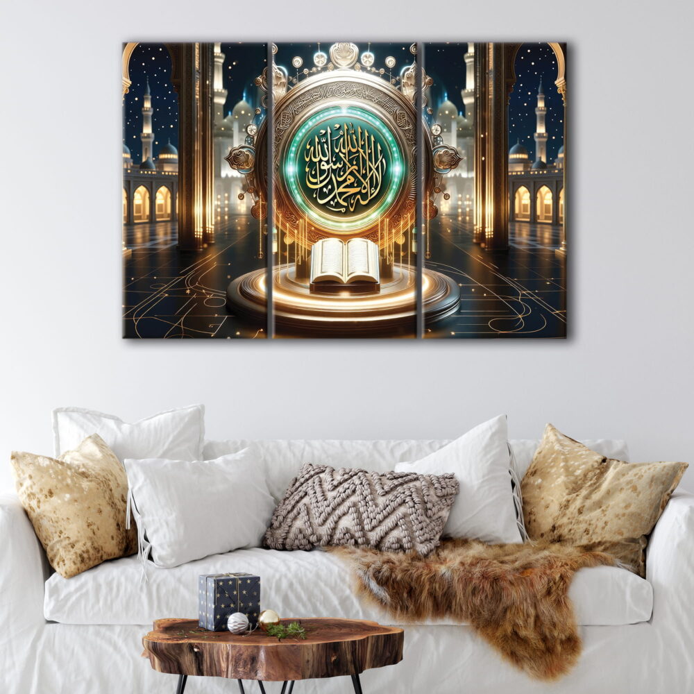 3 panels al-shahada calligraphy canvas art