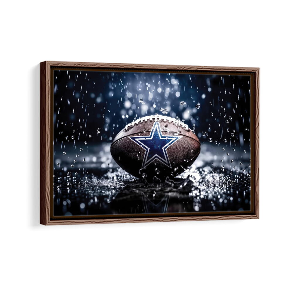 dallas cowboys framed canvas walnut brown