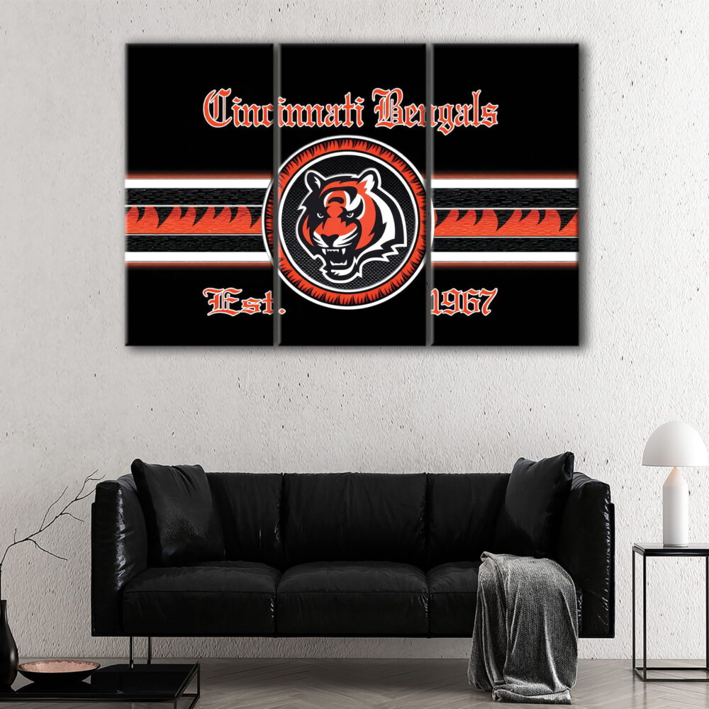 3 paneles cincinnati bengals arte en lienzo