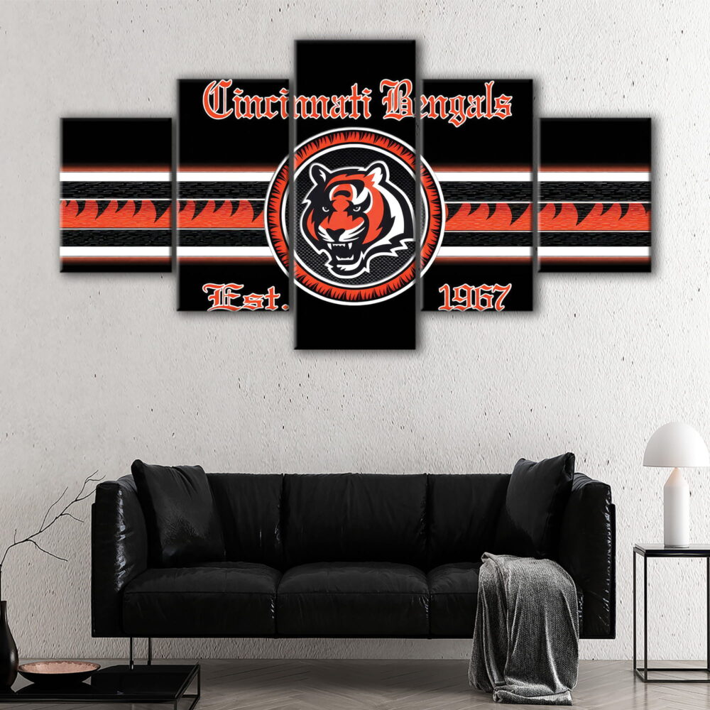5 paneles cincinnati bengals arte en lienzo