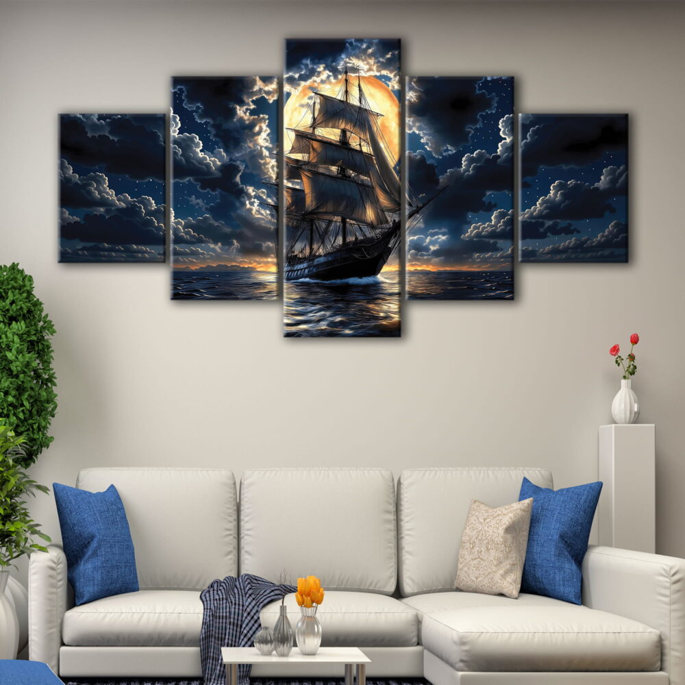 5 panels great ship canvas art