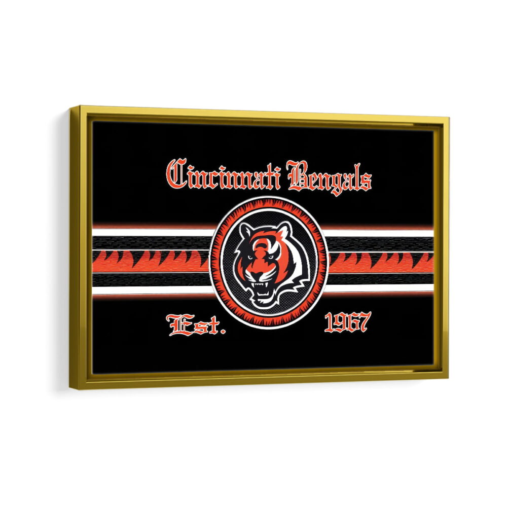 lienzo enmarcado cincinnati bengals marco dorado
