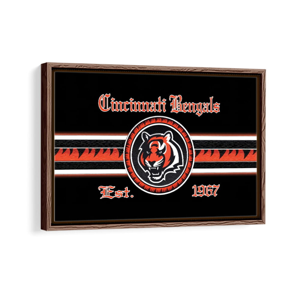 cincinnati bengals lienzo enmarcado nogal marron