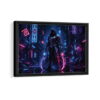 cyber warrior framed canvas black frame
